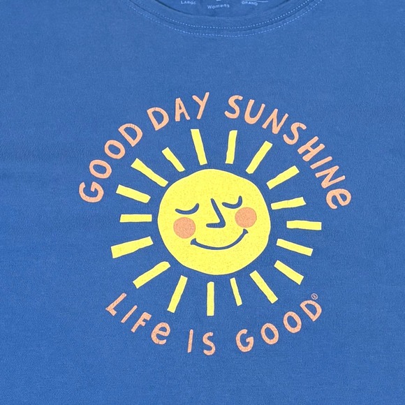 Life Is Good Womens Blue Good Day Sunshine Crusher Tee Graphic T-Shirt Large - Picture 4 of 11